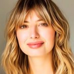 blunt-highlighted-waves-hairstyle-on-smiling-woman